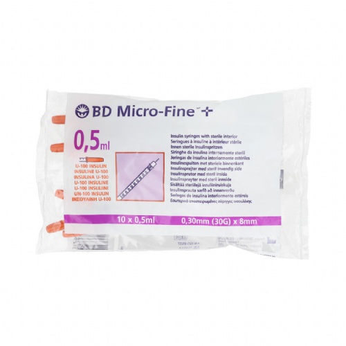Jeringa de insulina escala 1 en 1 bd microfine+ u 100 10 unidades (0,5 ml) 30 g (8 mm x 0,30 mm) - b