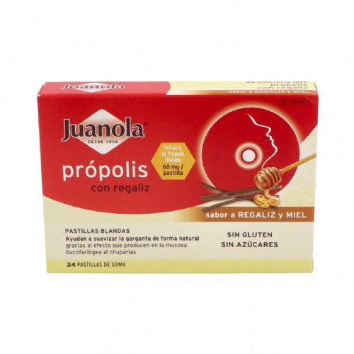 Juanola propolis  24 pastillas de goma sabor regaliz y miel
