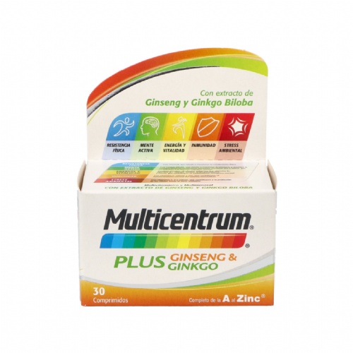 Multicentrum plus ginseng y ginkgo  30 comprimidos