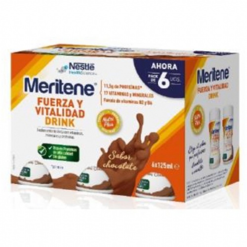 Meritene fuerza y vitalidad drink  6 unidades 125 ml pack sabor chocolate