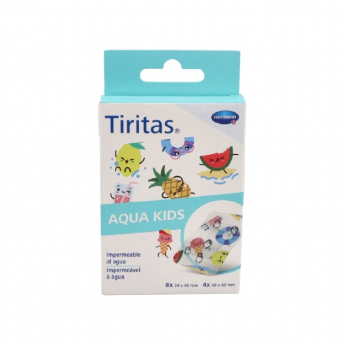 Tiritas aqua kids aposito adhesivo 2 tamaños 8 u 30 x 40 mm + 4 u 40 x 60 mm - aposito adhesivo