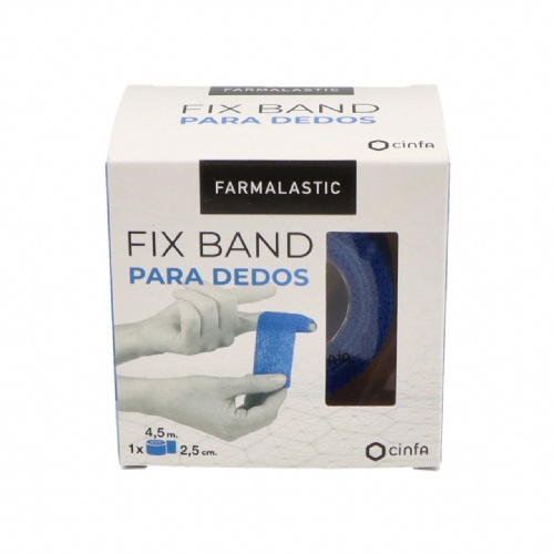 Venda elastica adhesiva farmalastic fix band para dedos 1 unidad 4,5 m x 2,5 cm color azul - farmala