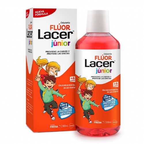 Fluor lacer junior enjuague bucal de uso diario  1 envase 500 ml sabor fresa