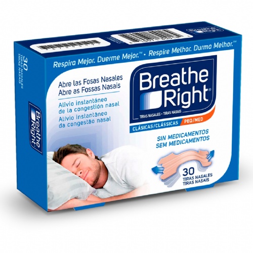Breathe right clasicas tira adh nasal 30 unidades talla pequeña-mediana - tira adh nasal