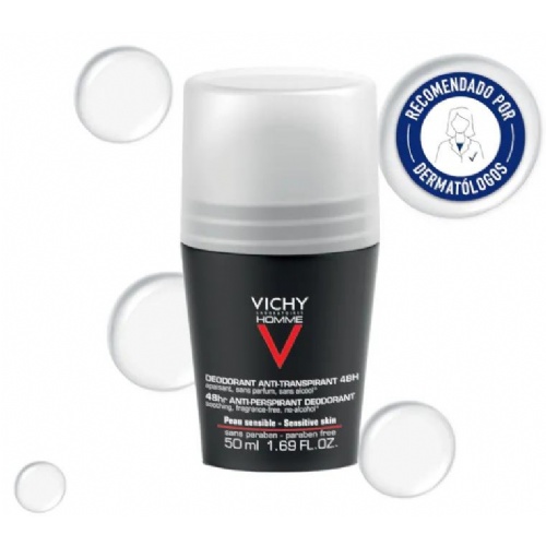 Vichy homme anti-transpirante 48h roll-on piel sensible 50ml