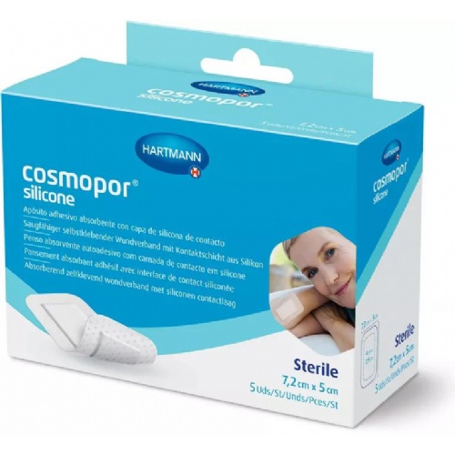 Aposito esteril cosmopor silicone 5 unidades 7,2 x 5 cm - aposito esteril