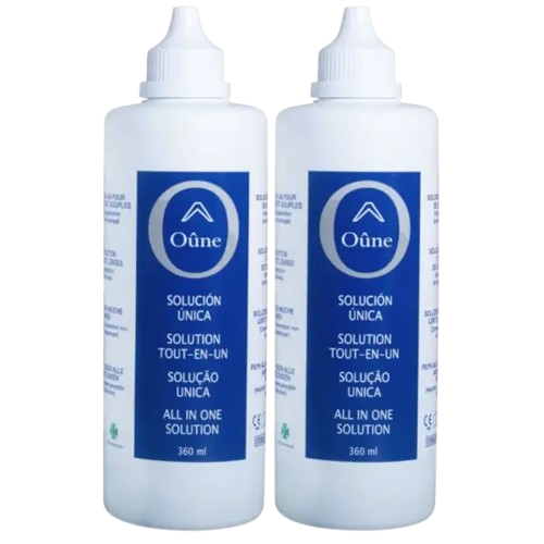 OÃ»ne solucion unica lentes de contacto blandas  2 envases 360 ml