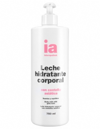 Interapothek leche hidratante corporal con centella asiatica  1 envase 750 ml con dosificador