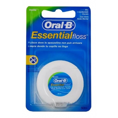 Oral-b essential floss seda dental con cera y menta 50 m