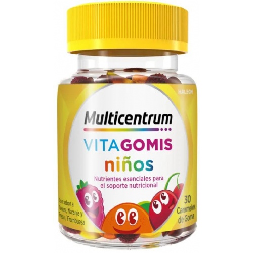 Multicentrum vitagomis niños  30 caramelos de goma sabor frutos cereza naranja y fresa/frambuesa