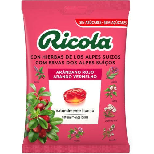 Ricola caramelos sin azucar  1 bolsa 70 g sabor arandano rojo