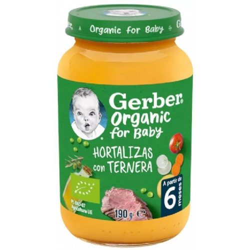 Gerber organic hortalizas con ternera  1 tarrito 190 g