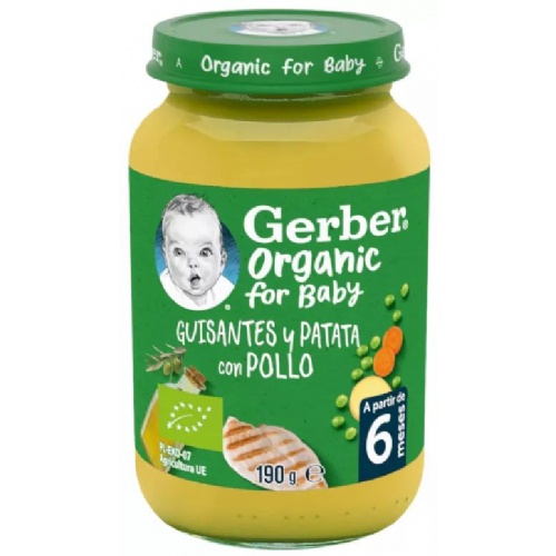 Gerber organic guisantes patatas pollo  1 tarrito 190 g