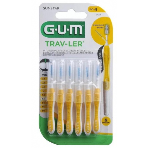 Cepillo interdental viaje gum 1514 trav-ler extrafino 1.3 mm conico 6 unidades - gum 1514 trav-ler