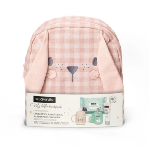 Suavinex baby my little backpack conejo  1 envase baby cologne 100 ml + pomada 1 tubo 50 ml + toalli