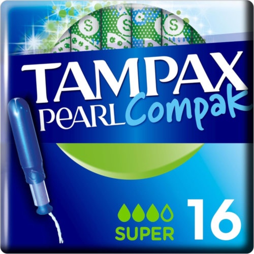 Tampax compak pearl tampon 100%algodon  16 unidades super