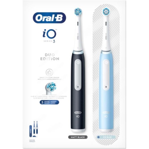 Cepillo dental electrico oral-b io3 duo 2 unidades color matt ice azul y negro