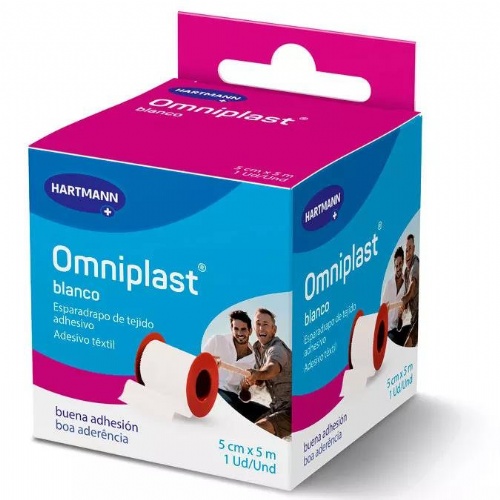 Esparadrapo hipoalergico omniplast tejido resistente 1 unidad 5 m x 5 cm color blanco - omniplast te