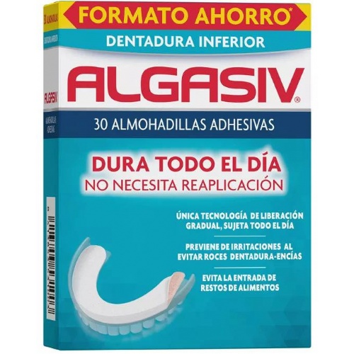 Algasiv almohadillas adhesivas protesis 30 unidades inferiores - almohadillas adhesivas protesis