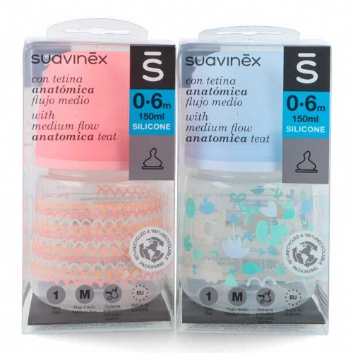 Biberon tetina anatomica silicona suavinex clasico t1m 150 ml 1 u - suavinex clasico