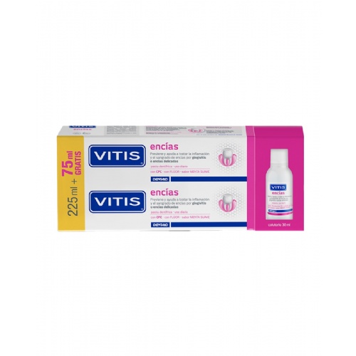 Vitis encias pasta dentifrica + colutorio  2 envases 150 ml + 1 envase 30 ml
