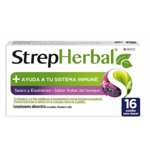 Strepherbal  16 pastillas para chupar sabor sauco y equinacea