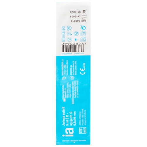 Interapothek jeringa esteril con aguja 5 ml 40 mm x 0,8 mm