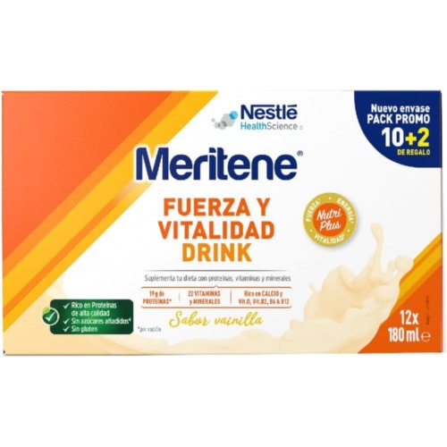Meritene fuerza y vitalidad drink  12 botellas 180 ml sabor vainilla