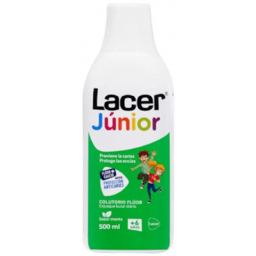 Fluor lacer junior enjuague bucal de uso diario  1 envase 500 ml sabor menta