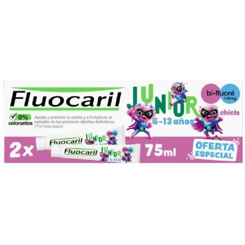 Fluocaril junior 6-12 años gel  2 envases 75 ml bubble