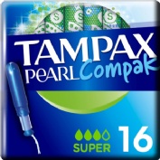 Tampax compak pearl tampon 100%algodon  16 unidades super