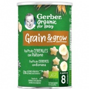 Gerber organic puffs cereales con platano  1 lata 35 g